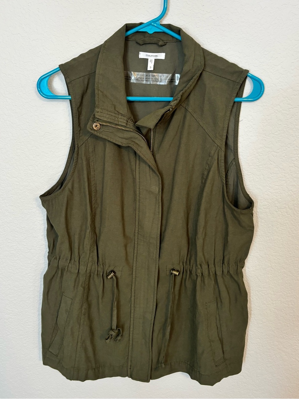 NWOT - Maurices Women's Twill Solid Snap Button Vest Volcanic Moss - S